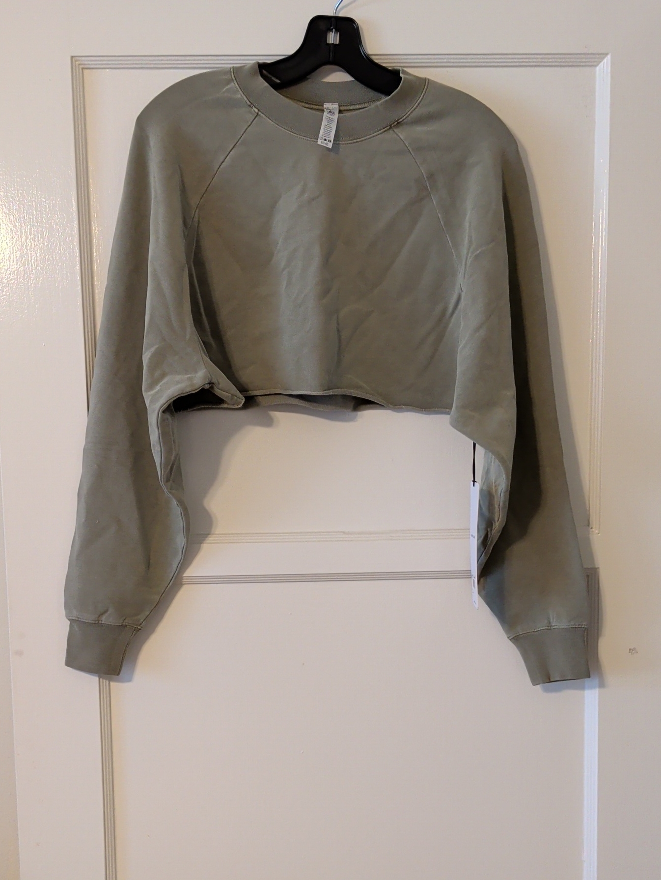 Alo Yoga Cropped Crewneck Top In Olive Size Xs